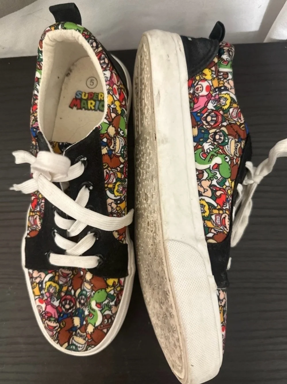 Super Mario X Vans Kids Colorful Cartoon-Print Low-Top Sneakers with White Sole